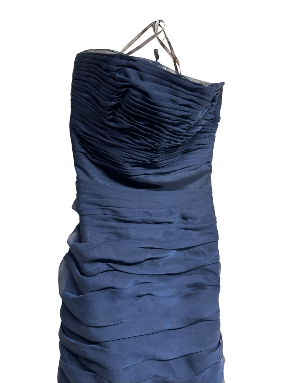 ML Monique Lhuillier Ruched Strapless Bodycon Dress Sz 2 Navy